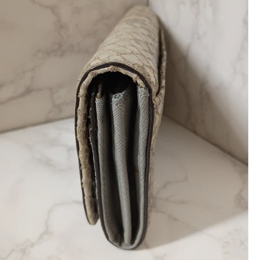 MICHAEL KORS Fulton Flap Snakeskin Leather Continental Wallet - EUC